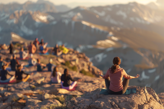 people doing yoga Colorado rockies
